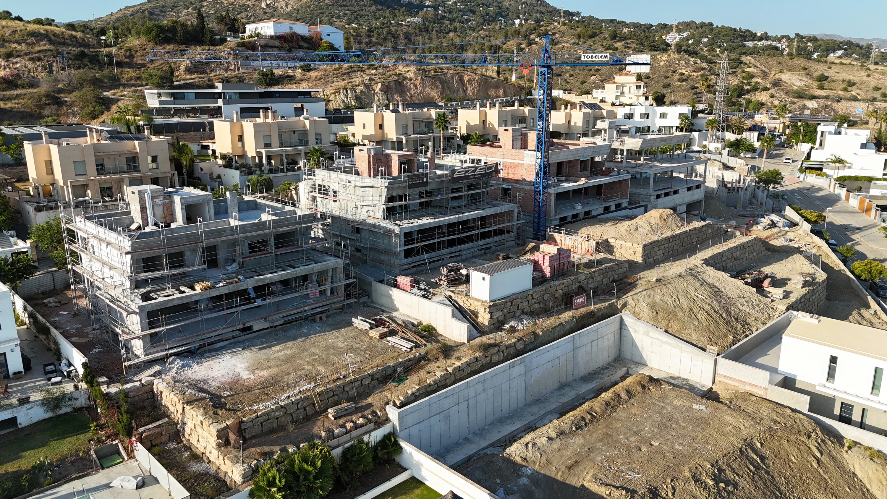 Villas Hacienda Paredes Málaga — drone aerial view, structure stage