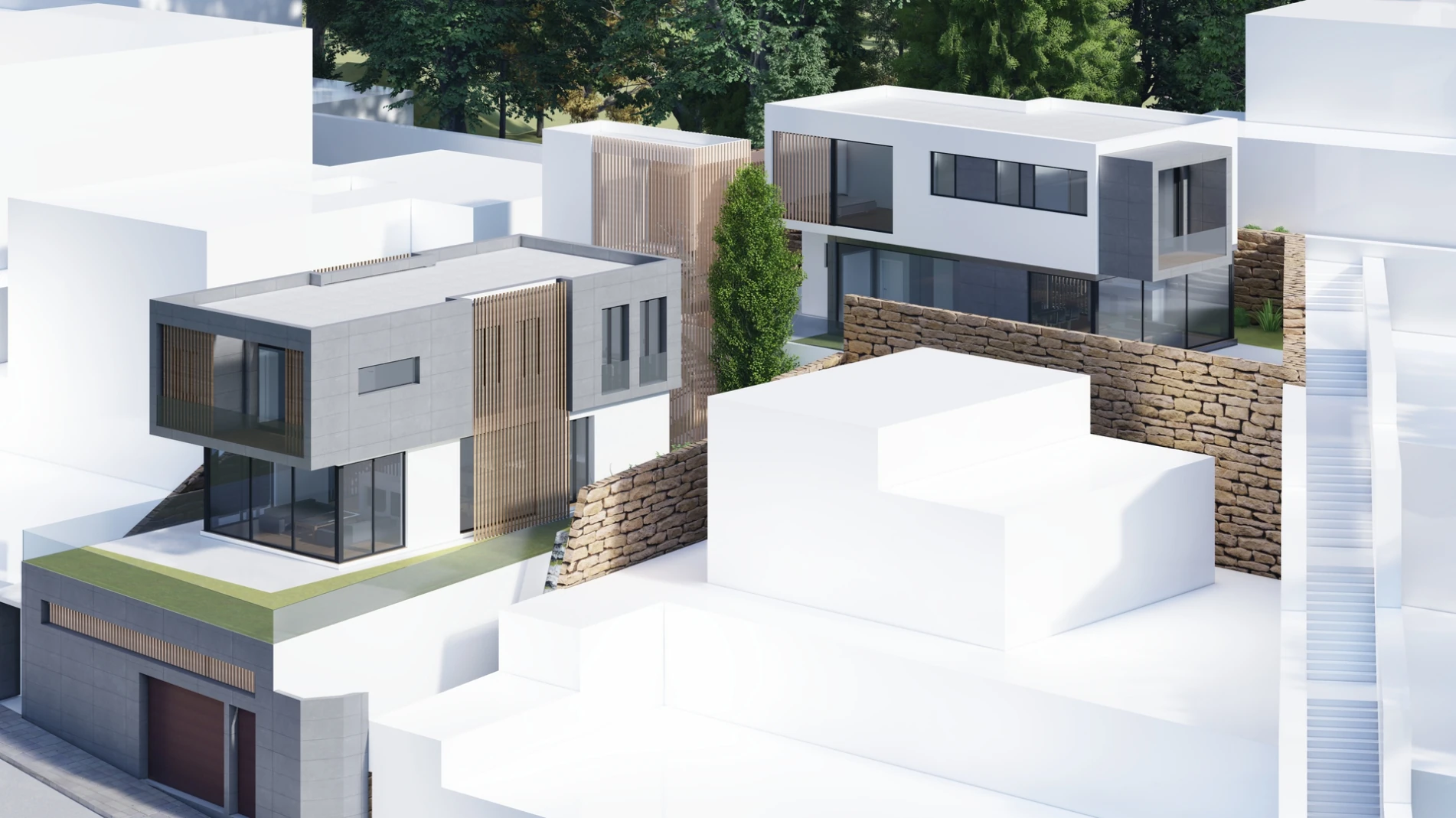 Viviendas Unifamiliares Pedregalejo Malaga Render Conjunto