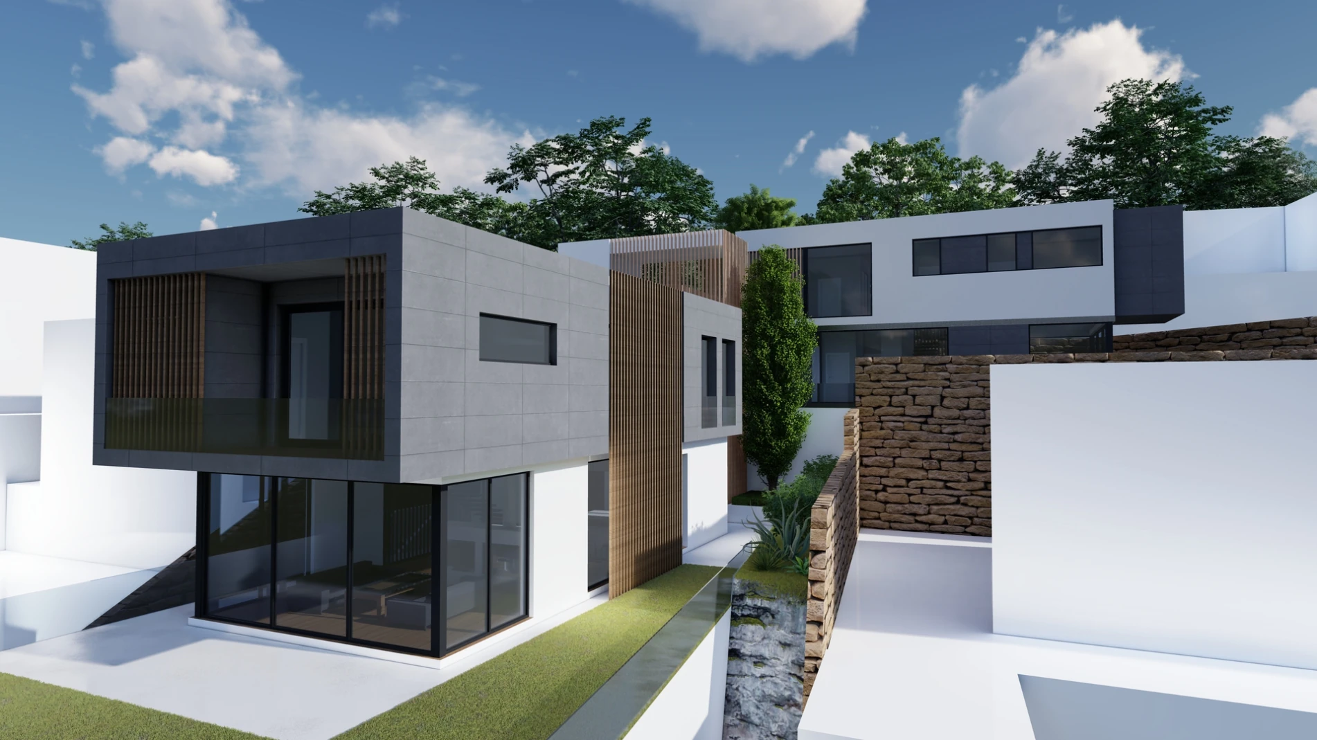Viviendas Unifamiliares Pedregalejo Malaga Render Exterior