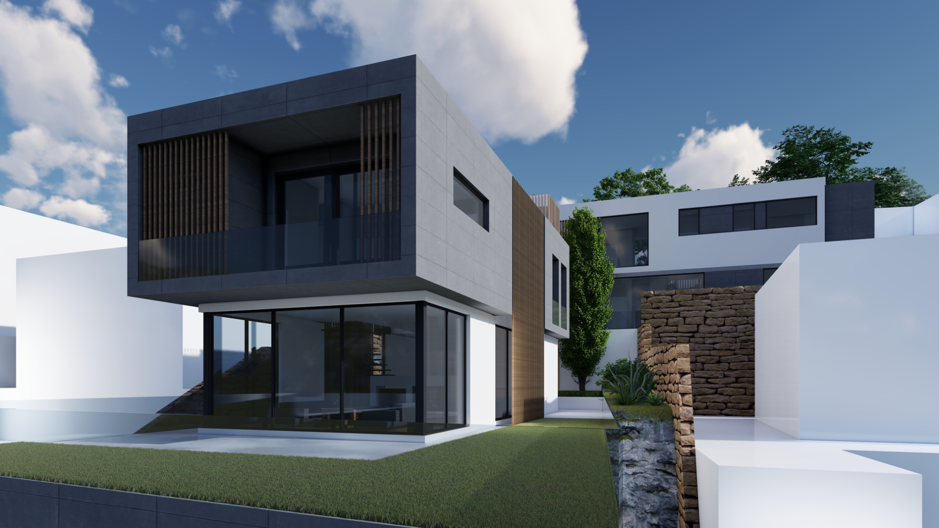 Viviendas Unifamiliares en Pedregalejo — render de fachada, Málaga