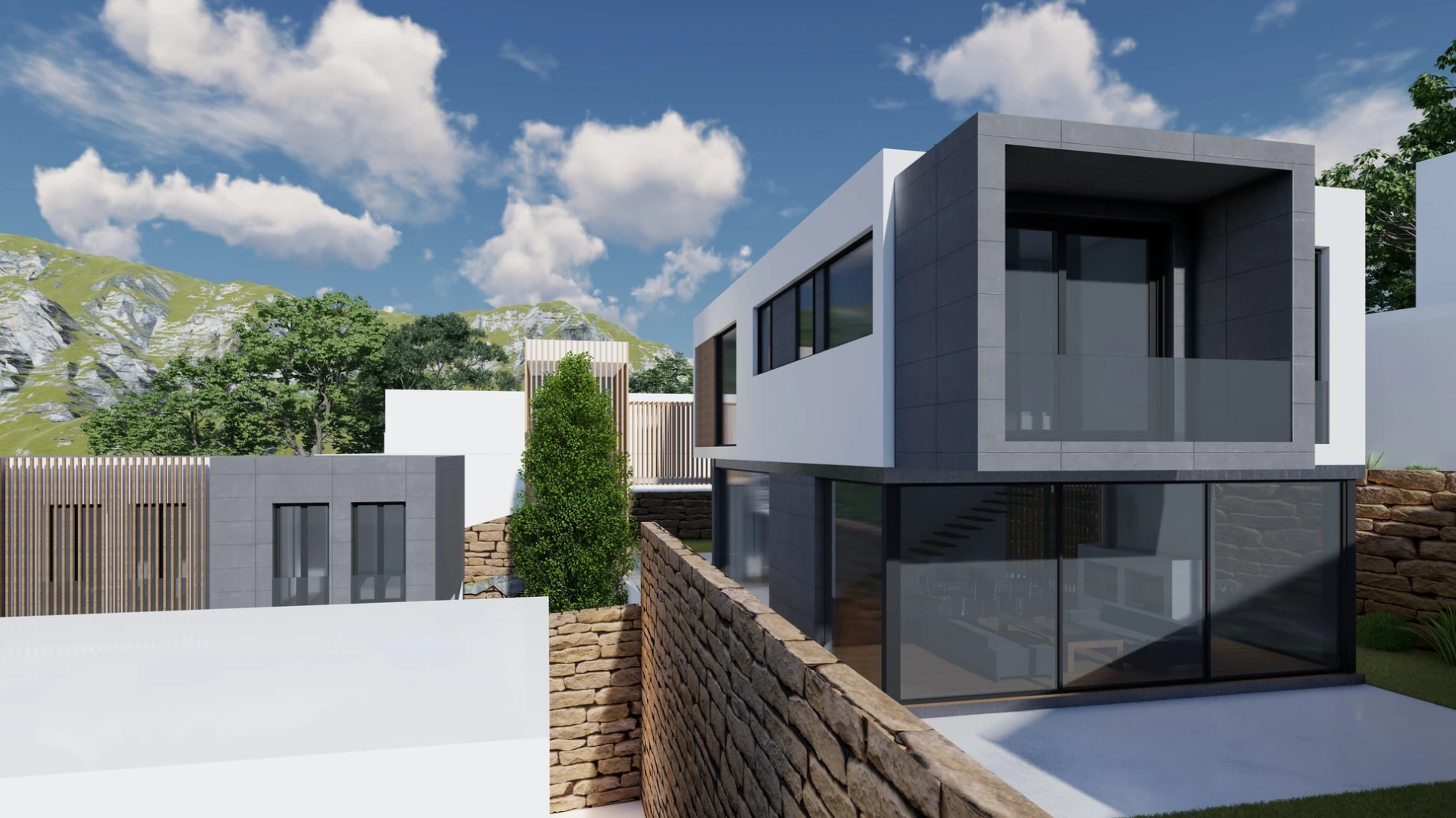 Viviendas Unifamiliares Pedregalejo Malaga Render Lateral