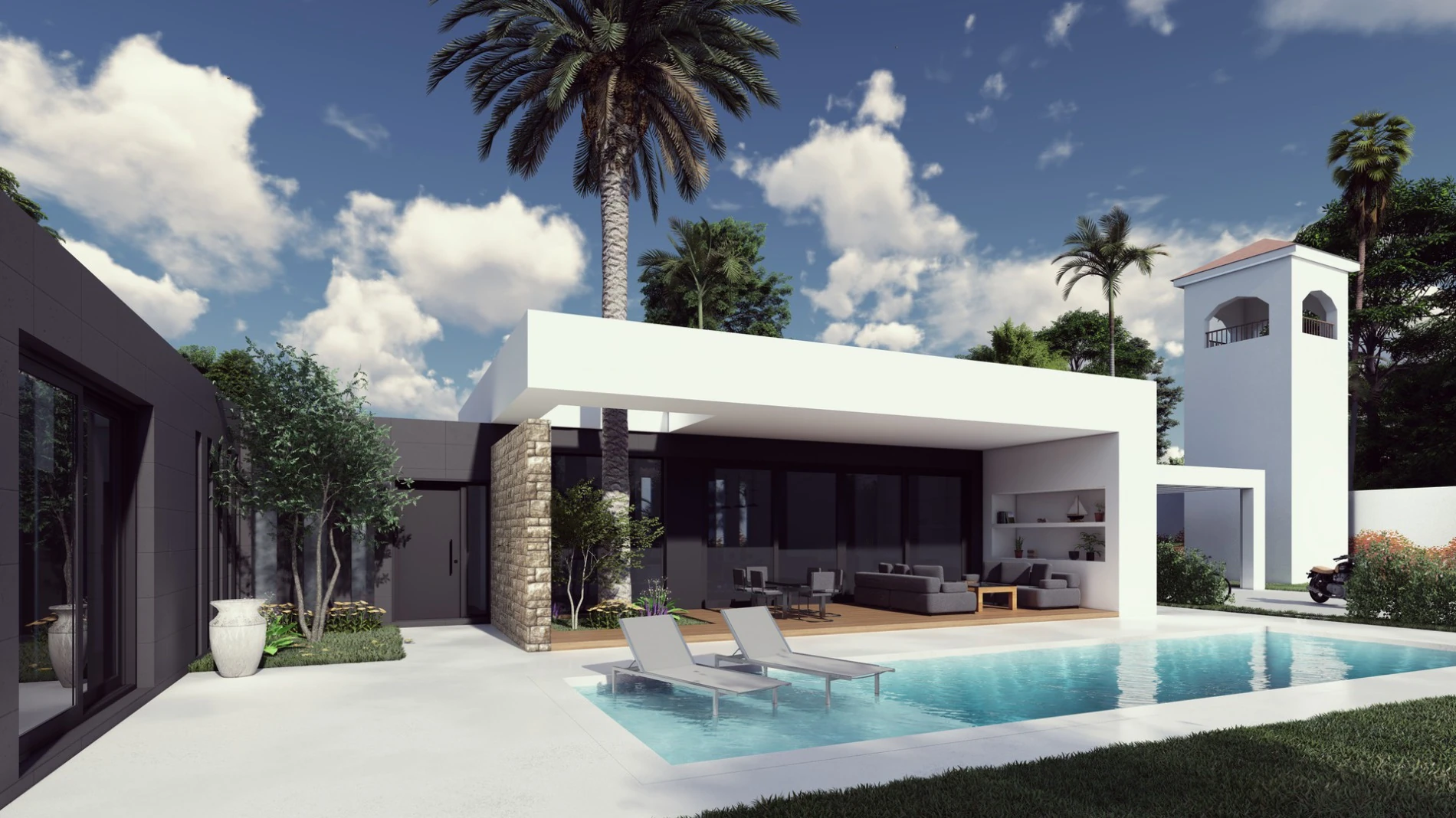 Villa Rincon Victoria Malaga Render Exterior Jardin