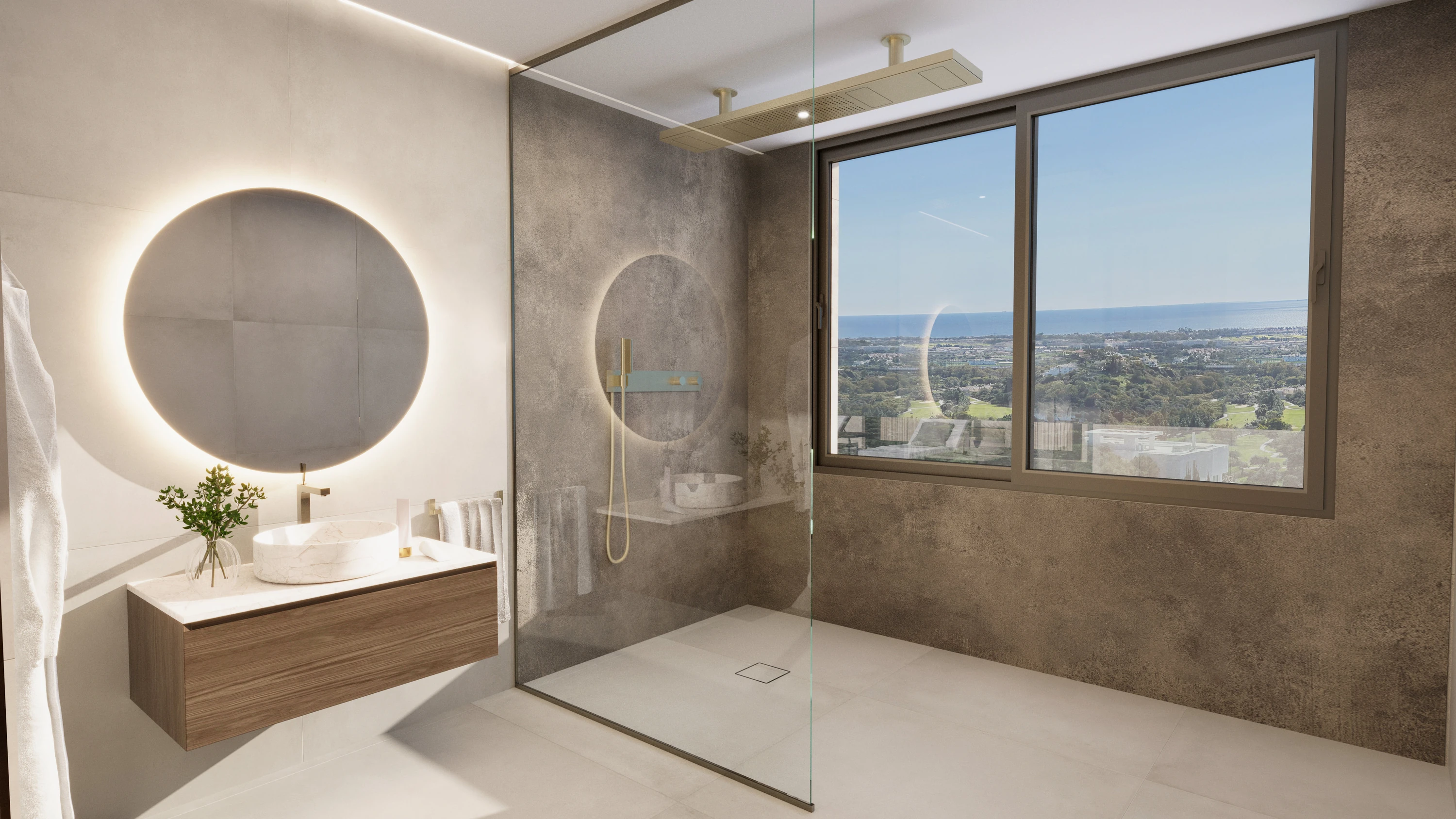Villas Madronal Benahavis Render Bano Ducha Vistas