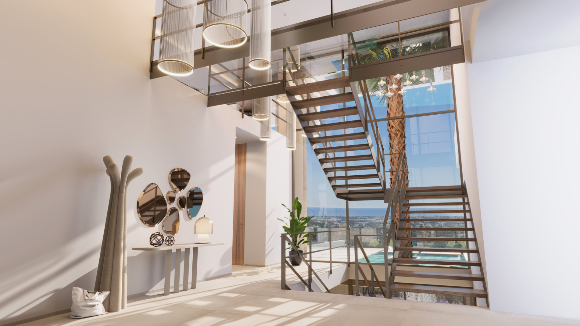Villas Madronal Benahavis Render Escalera Hall