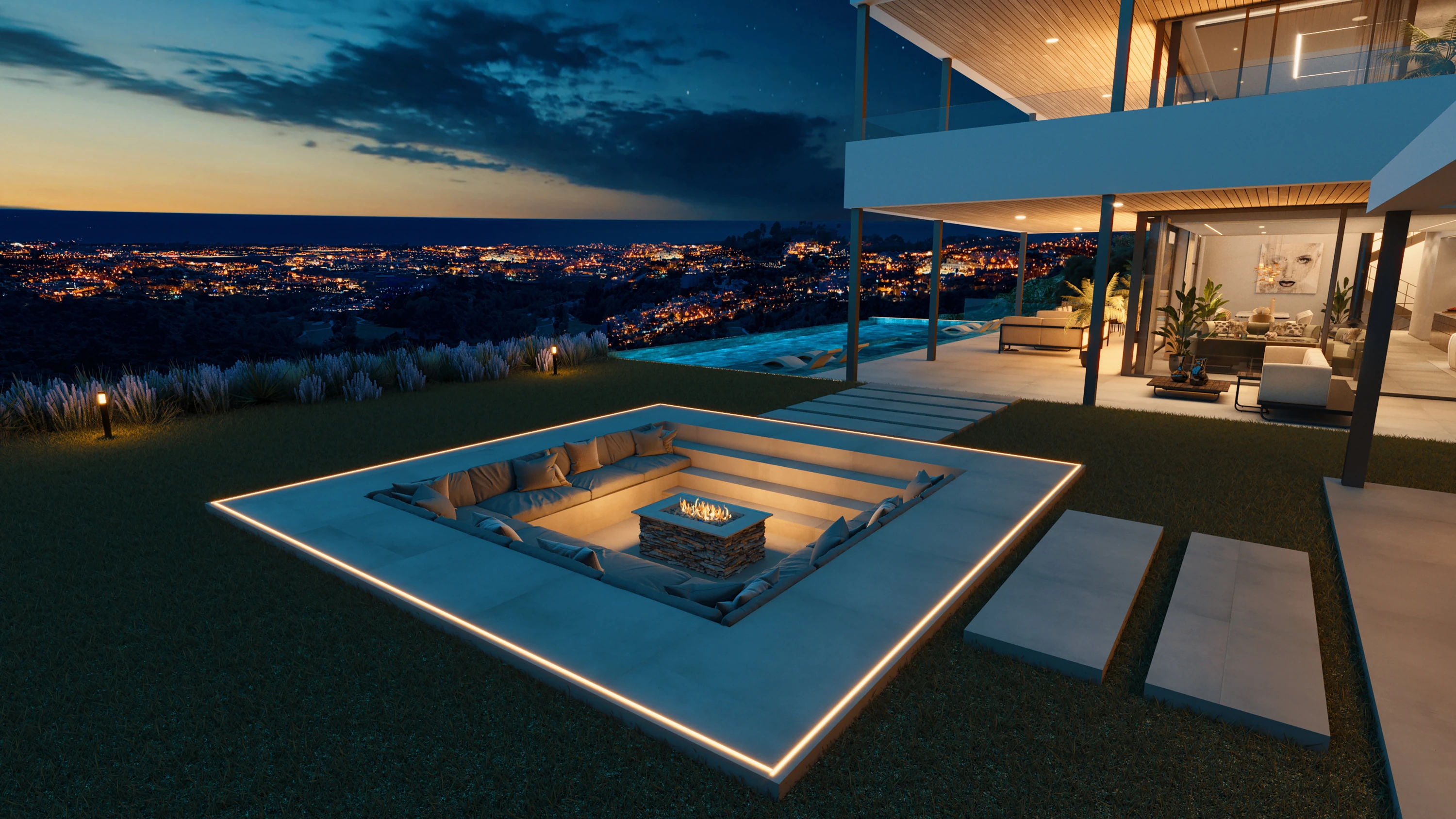Villas Madronal Benahavis Render Hogar Exterior Noche
