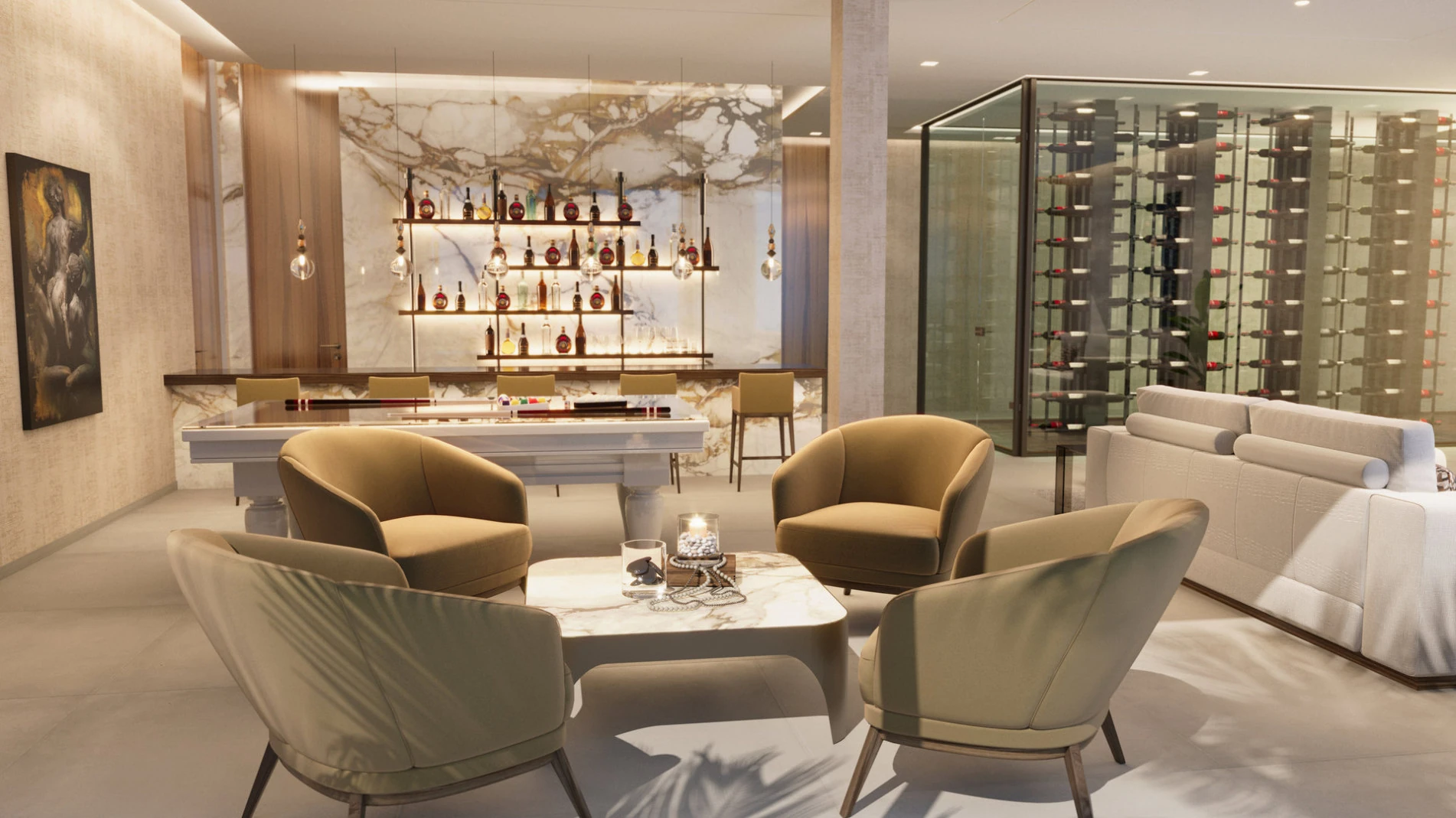 Villas Madronal Benahavis Render Sala Bar Bodega