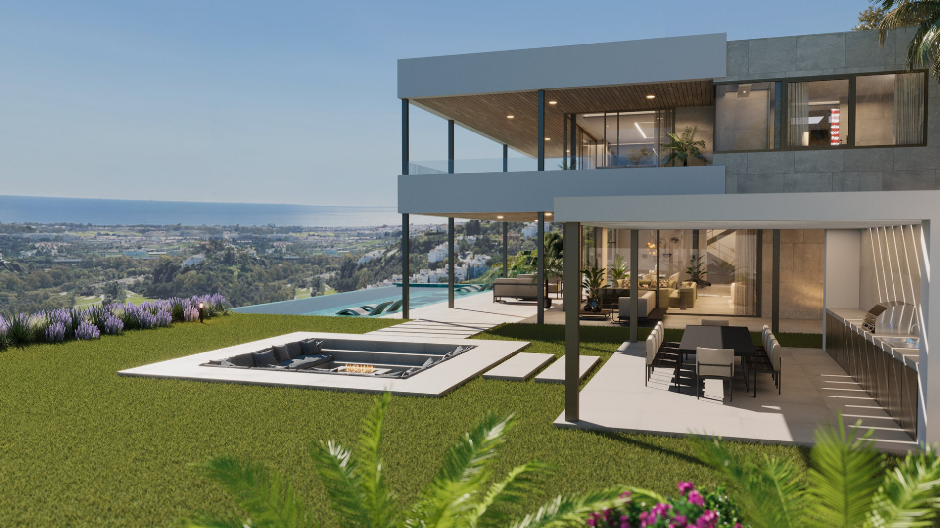 Villas Madronal Benahavis Render Terraza Piscina Vistas