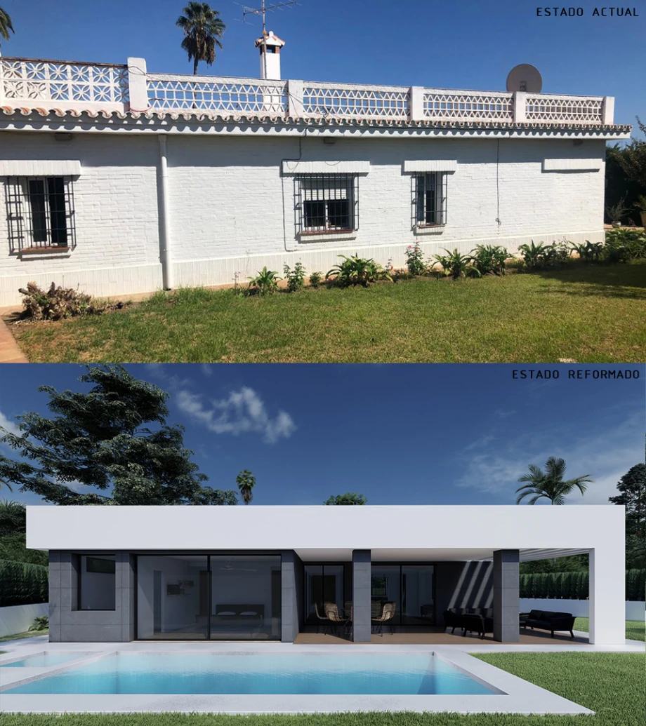 Villa Marbella Comparativa Jardin Piscina Antes Despues