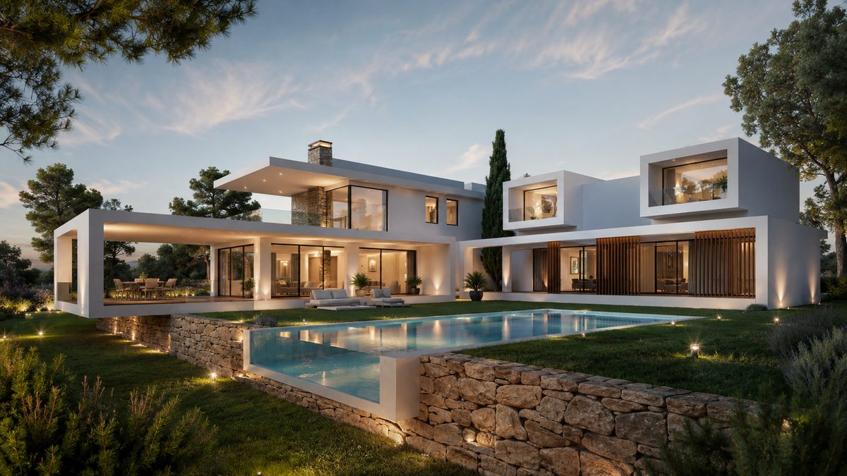 Santos Concept III — render de fachada, villa de diseño