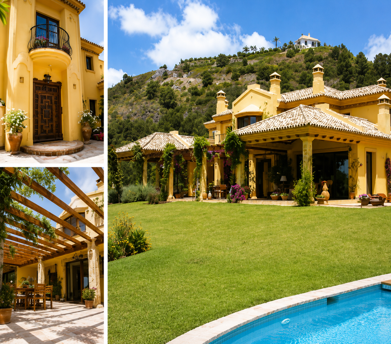 Villas unifamiliares de lujo en la Costa del Sol — villa mediterránea con jardín y piscina