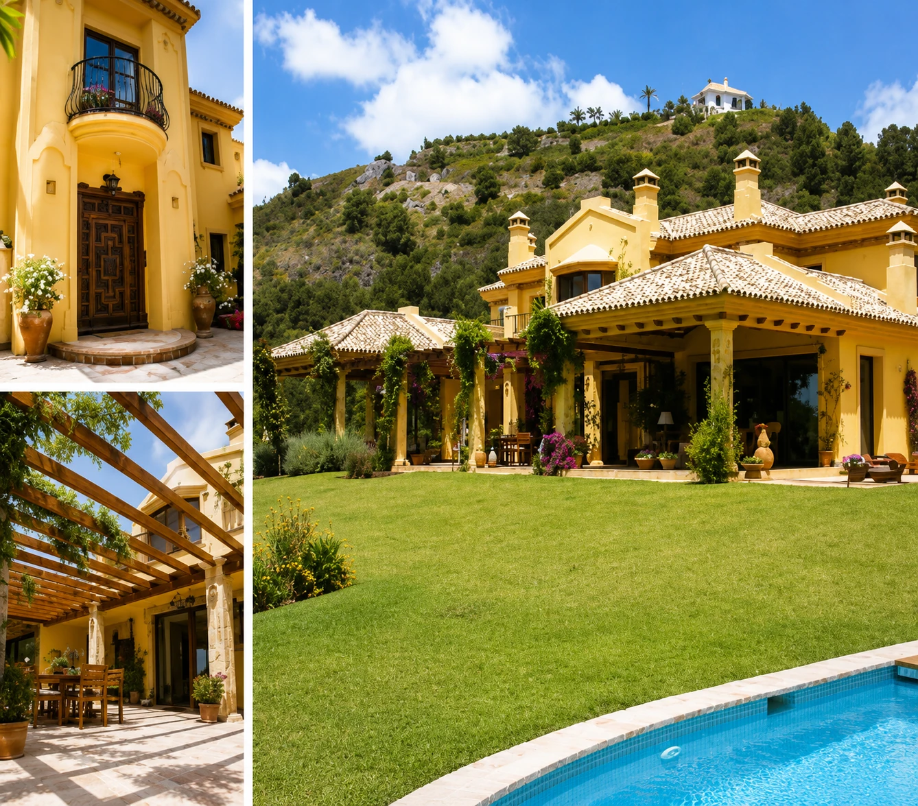 Villas unifamiliares de lujo en la Costa del Sol — villa mediterránea con jardín y piscina