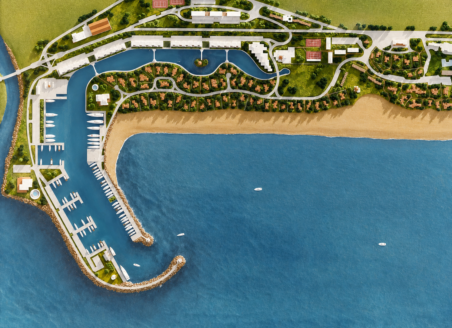 Port de Plaisance de Kabila — maqueta del puerto deportivo, Marruecos