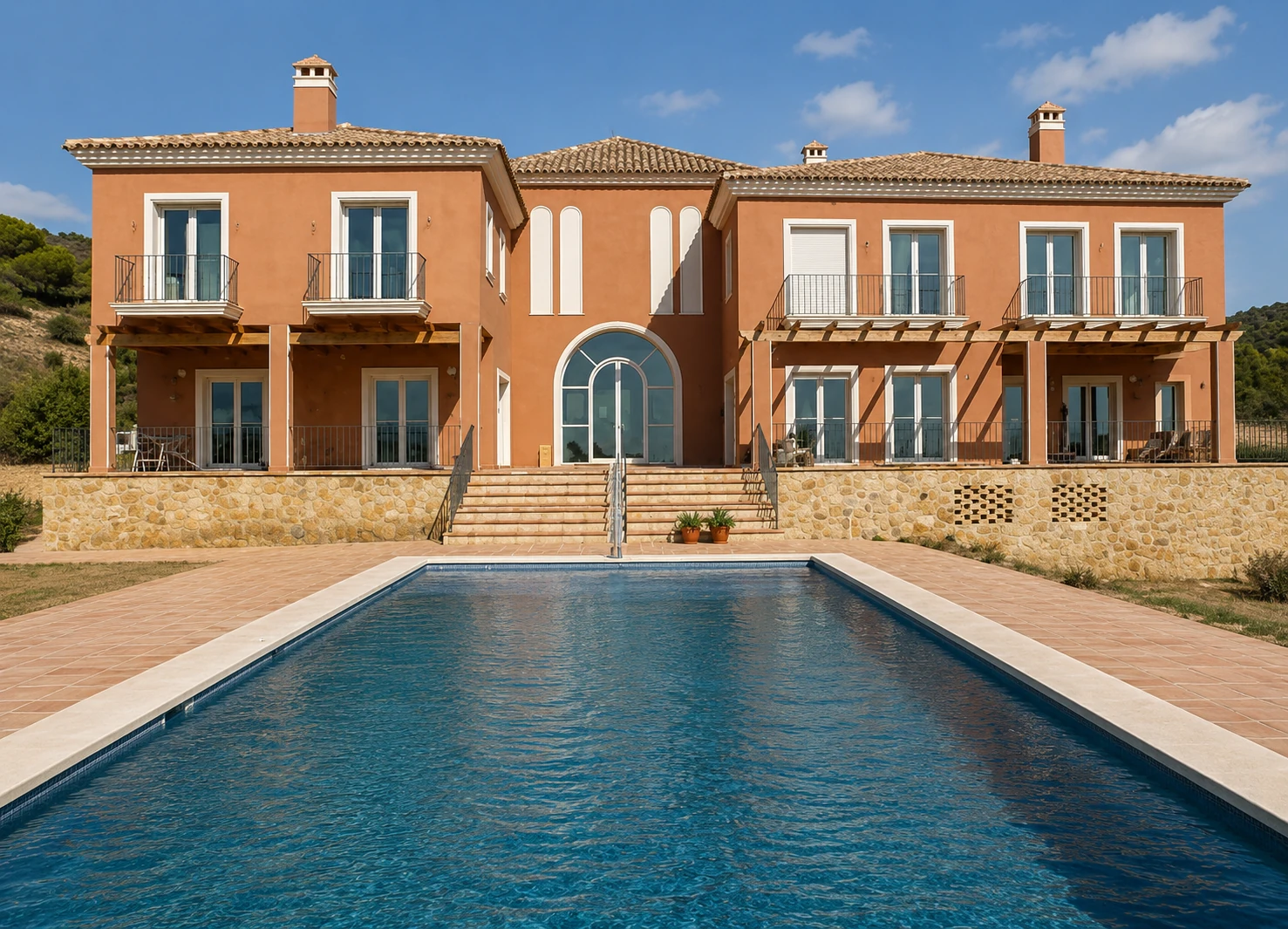 Private villa in La Zagaleta, Benahavís — facade with pool and garden