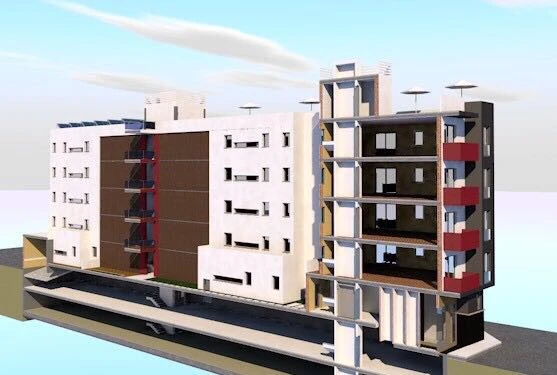 Render fachada lateral con remate de cubierta, edificio Plaza de Toros Vieja Málaga