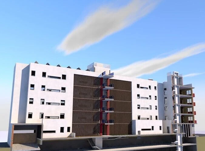 Alzado fachada principal edificio plurifamiliar Plaza de Toros Vieja Málaga