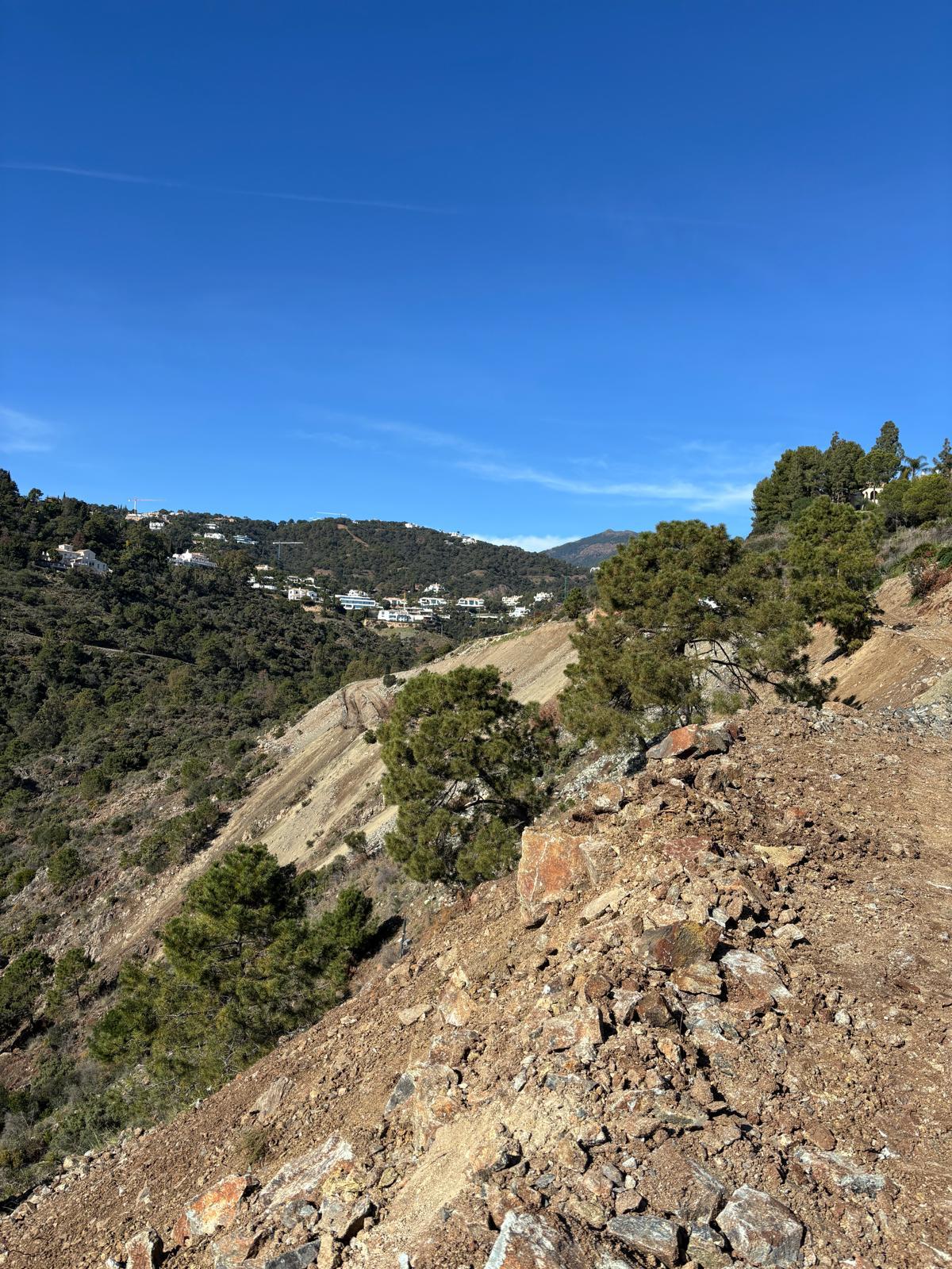Vista del terreno natural en pendiente de Villa Hope, El Madroñal, antes de la intervención