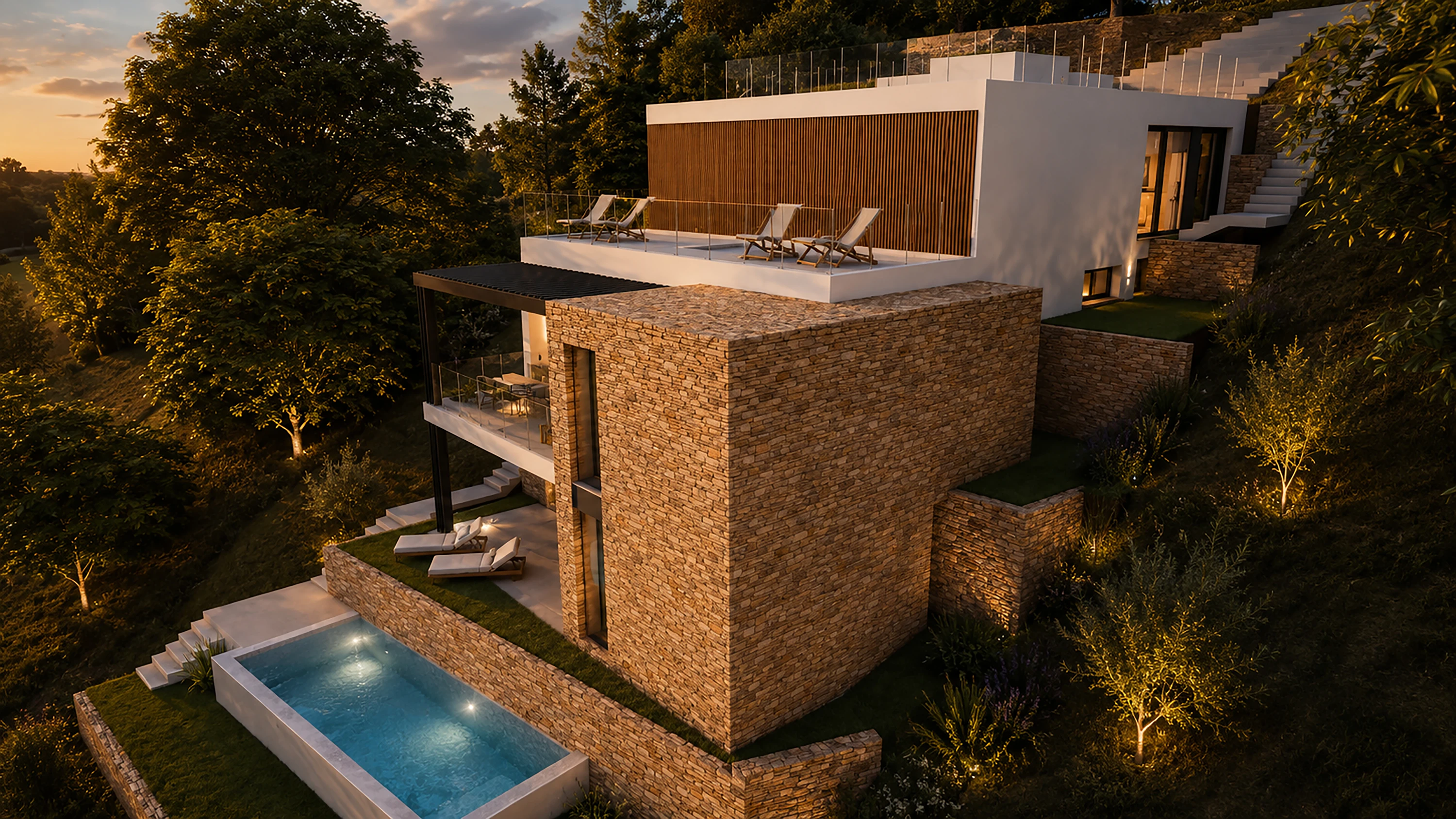 Fachada de piedra — Casa 12.2.26, Málaga